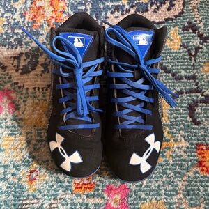 Under Armour Kids Black and Blue Baseball Cleats